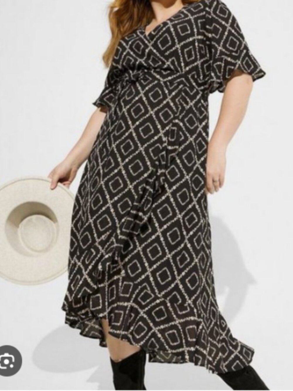 Torrid Maxi Georgette Surplice Wrap Hi-Low Dress Size 1X Black & Orange Floral